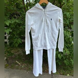 Polo by Ralph Lauren White Hoodie and Pants Set, track suit, luxury lounge wear